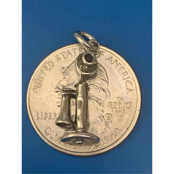 Phone Candlestick Sterling Silver Jewelry Charm #household gadgets - Picture 4 of 4